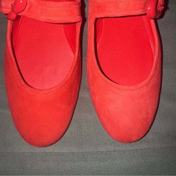 NWOT Larroudé Verona ballet flats in scarlet suede - Picture 5 of 13